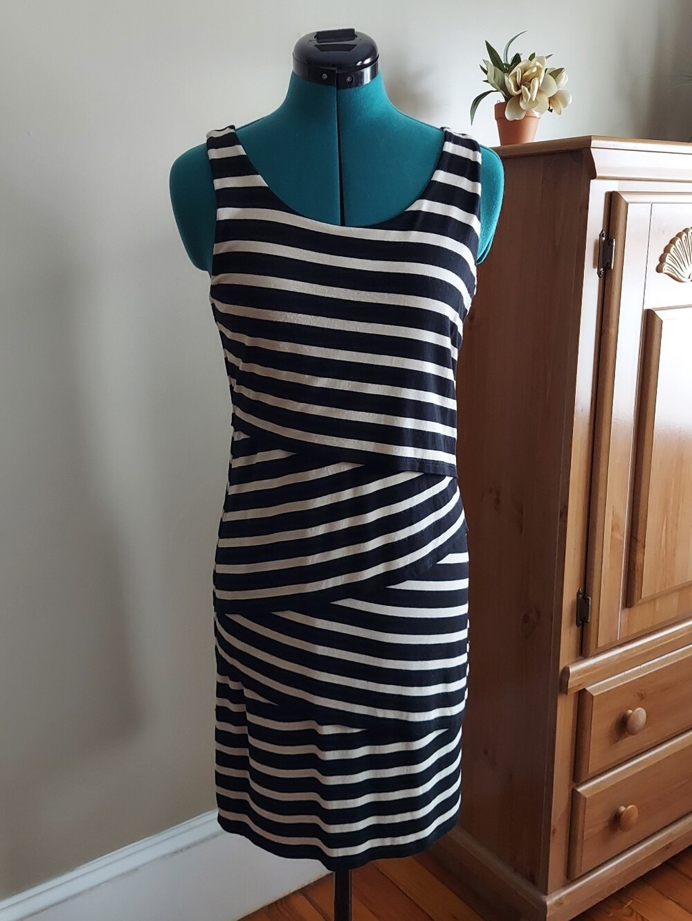 LOFT Striped Layered Fitted Tank Dress Women's XS - S